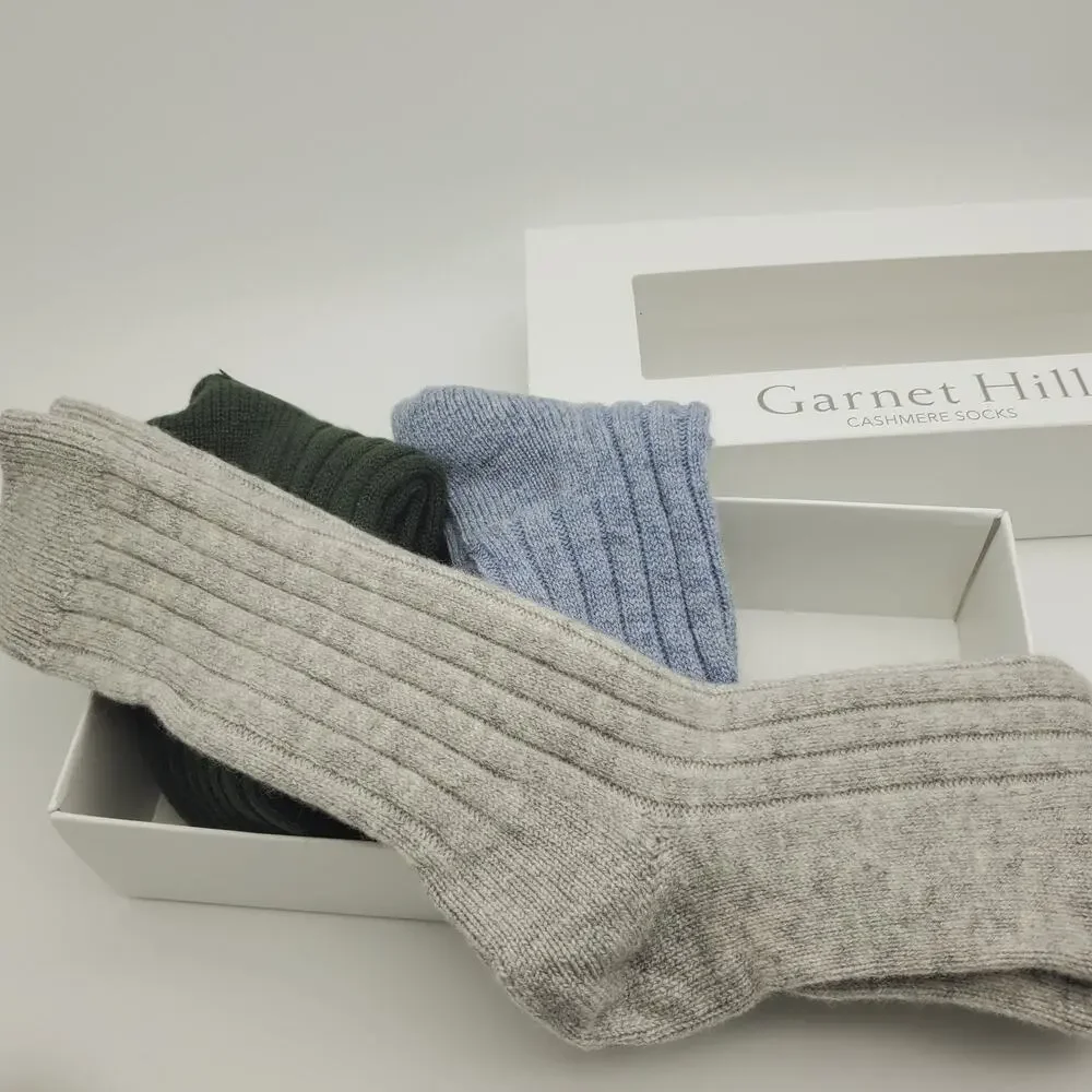 Cashmere Socks 3 Pack Gift Set Women 9-11 Garnet Hill Crew Luxury New Cozy Soft